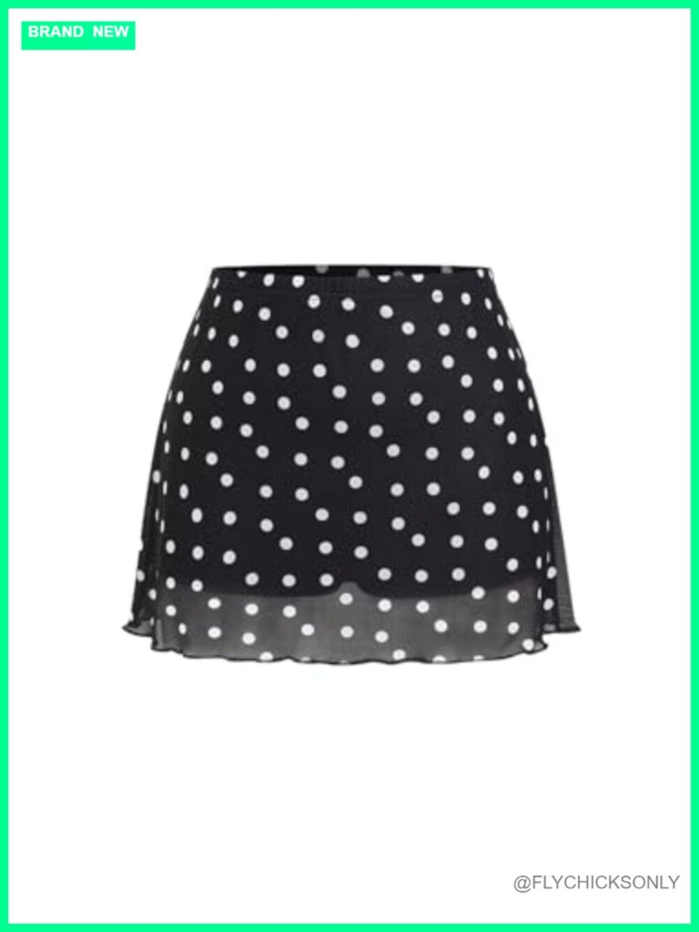 Y2K Polka Dot Mesh A-Line Mini Skirt with Built-in Shorts - Picture 1 of 5
